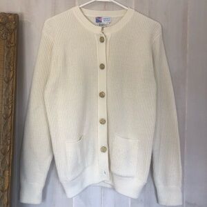 Womens Cream Knit Button-Up Cardigan Sweater